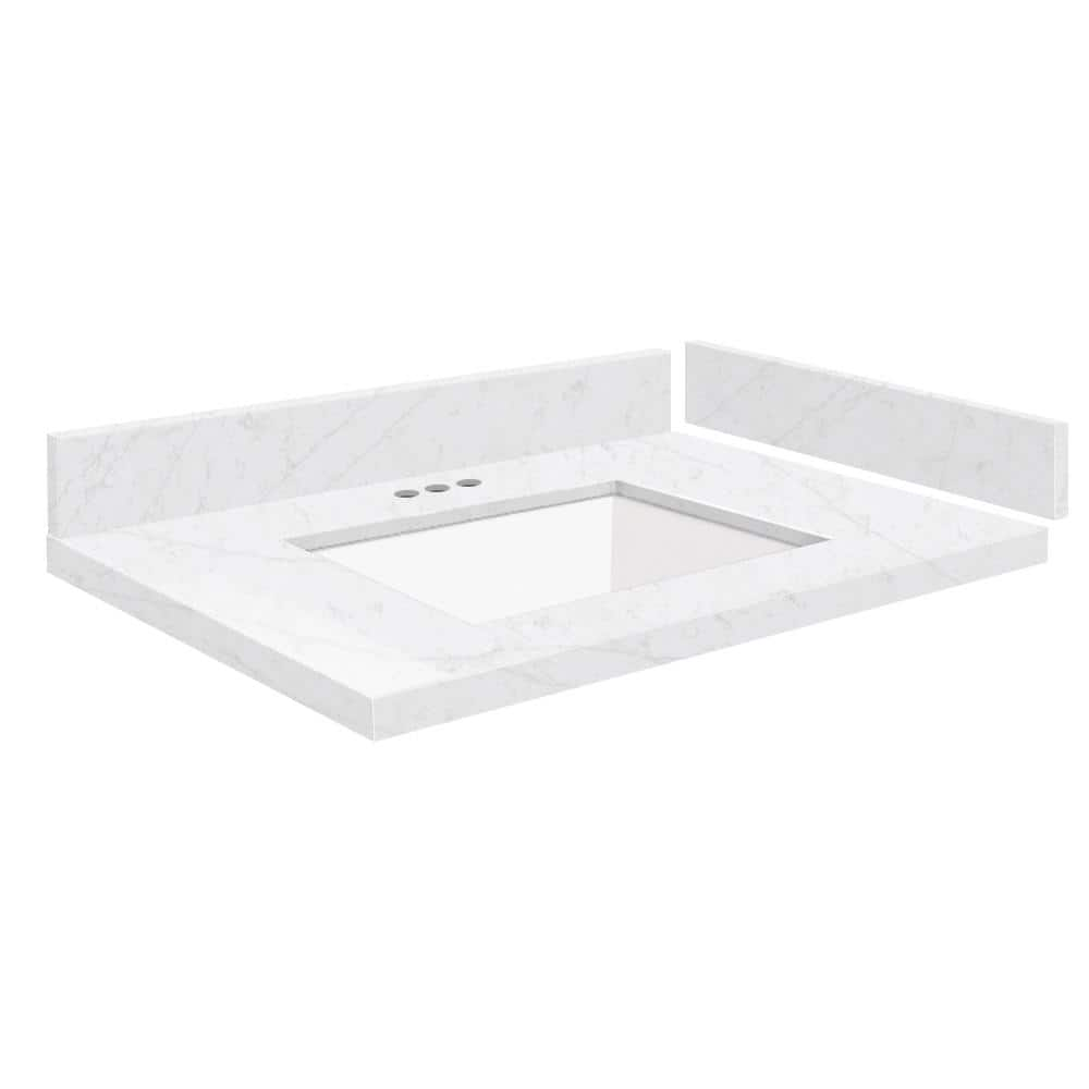 Transolid Silestone 28.25 in. W x 22.25 in. D Quartz White Rectangular ...