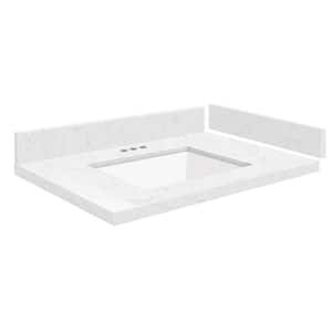 Silestone 28.25 in. W x 22.25 in. D Quartz White Rectangular Single Sink Vanity Top in Statuario