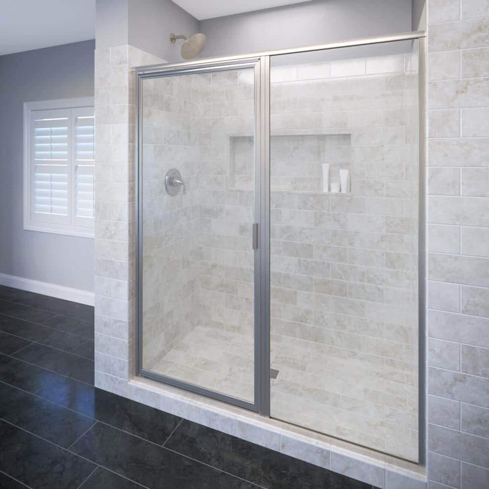 Deluxe 58 in. x 72-1/8 in. Framed Pivot Shower Door in Brushed Nickel with AquaGlideXP Clear Glass price history on PriceWatchPro