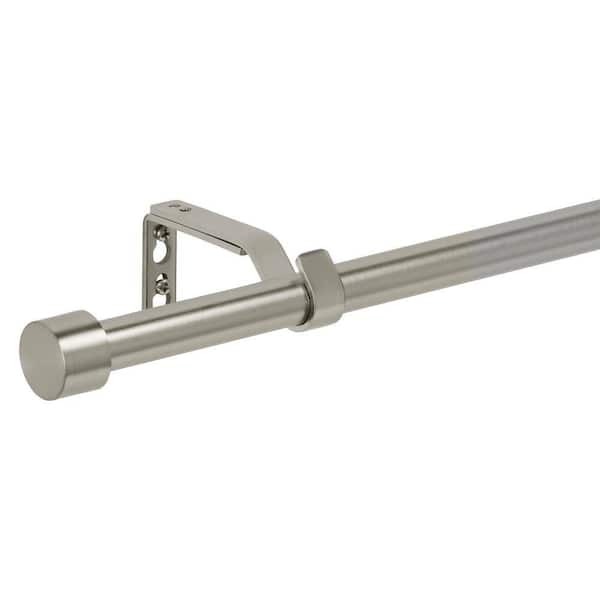 36 in. - 66 in. Telescoping 3/4 in Single Curtain Rod Kit in Brushed Nickel with Cap Finial