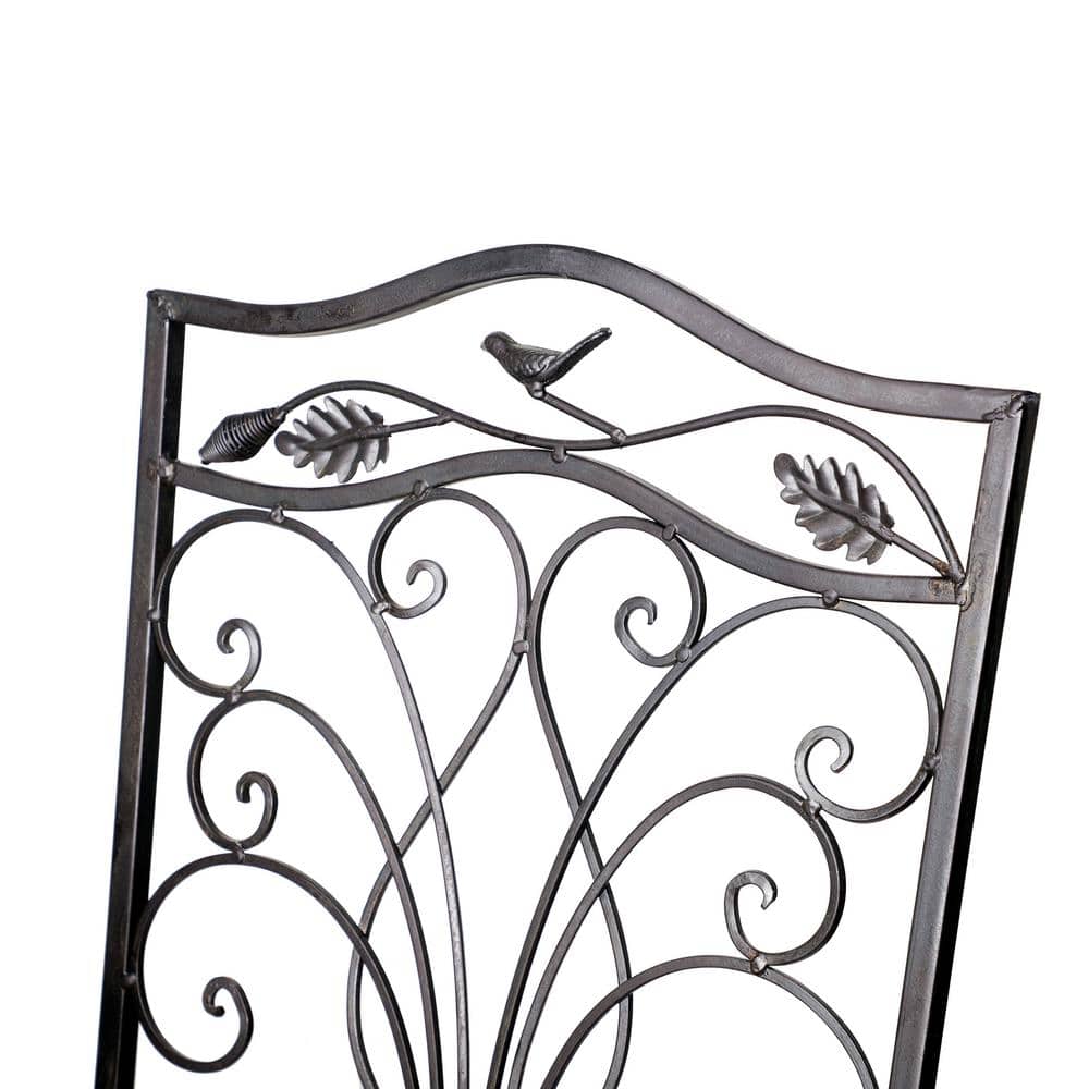 Black Iron 3-Piece Garden Bistro Set with Leaf Design