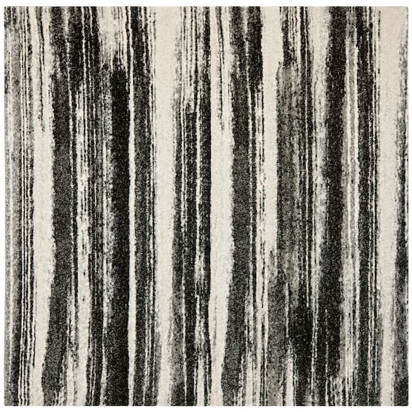 SAFAVIEH Retro Dark Grey/Light Grey 8 ft. x 8 ft. Square Striped Area Rug