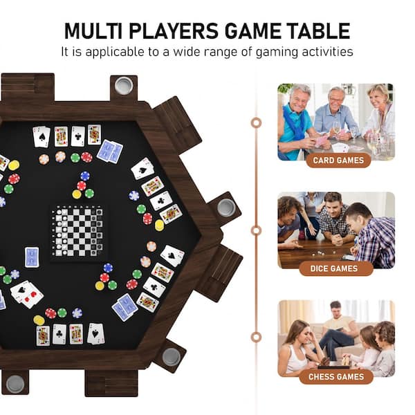 VEIKOUS 62.2 in. W 4-6-Player Wood Poker Table with Removable Top