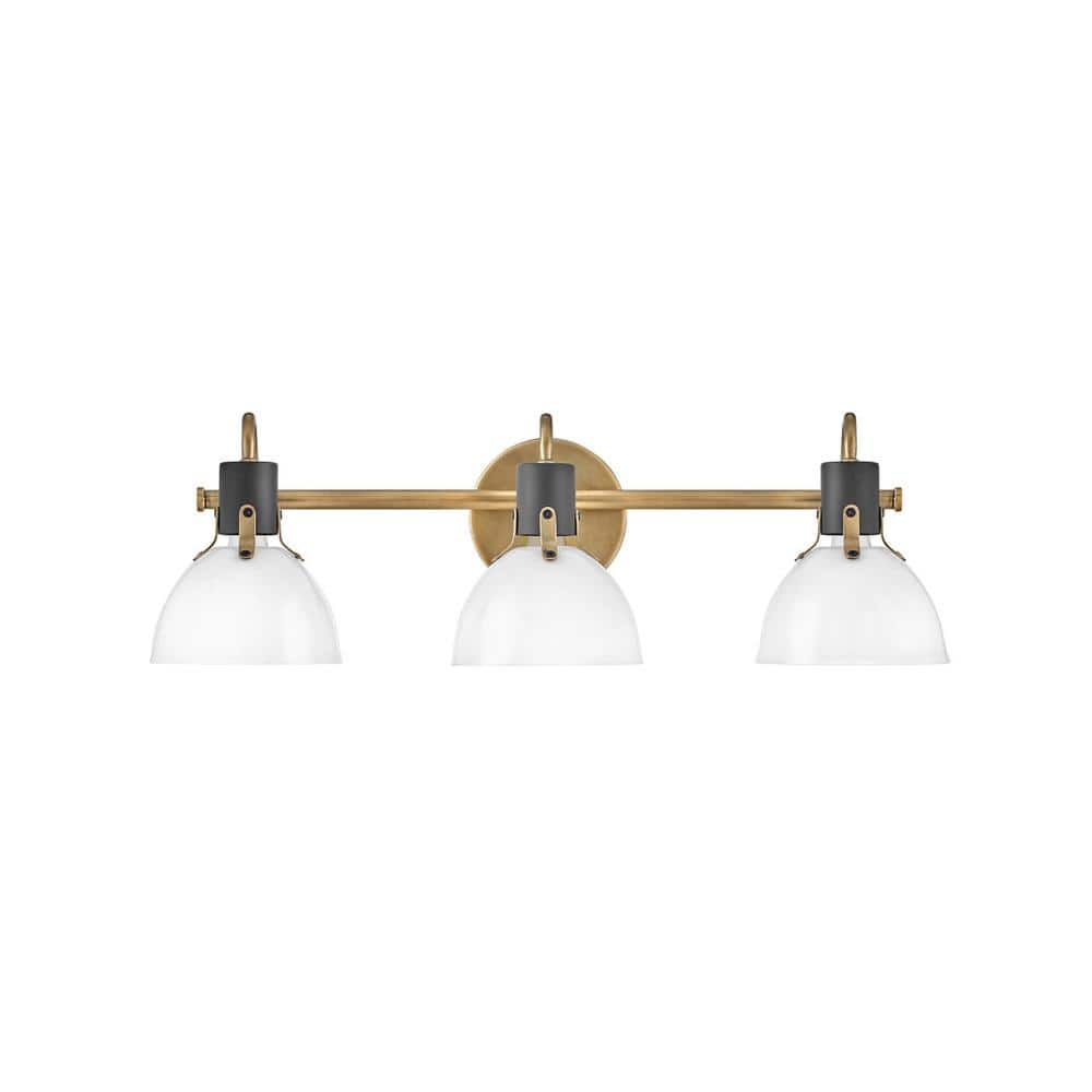 Heritage Brass and Black 3-Light Dimmable Outdoor Vanity Light