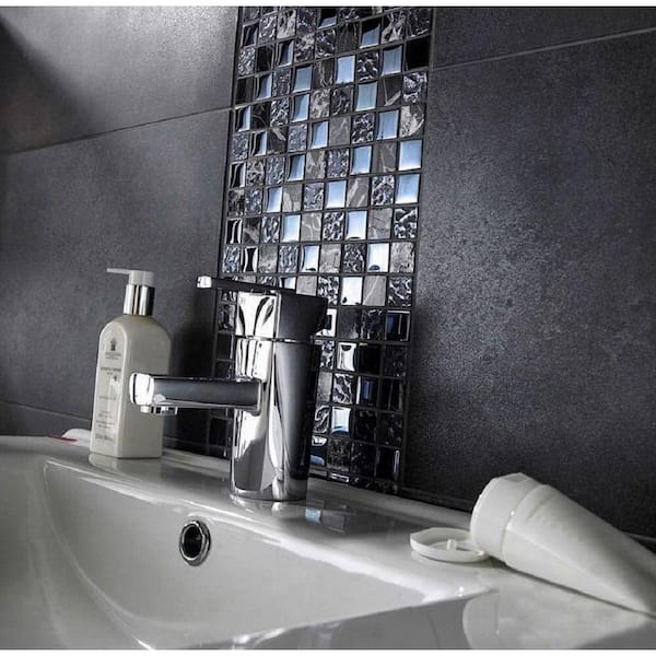Silver 11.8 in. x 11.8 in. Polished Glass Mosaic Tile (4.83 sq. ft./Case)