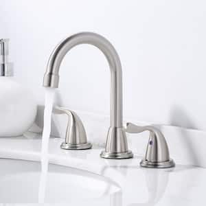 8 in. Widespread Double Handle Bathroom Faucet with Supply Lines in Brushed Nickel