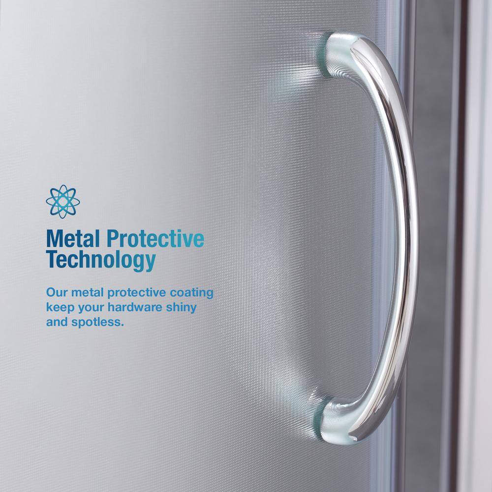 36" x 76" Round Frosted Glass Sliding Shower Kit with Acrylic Base