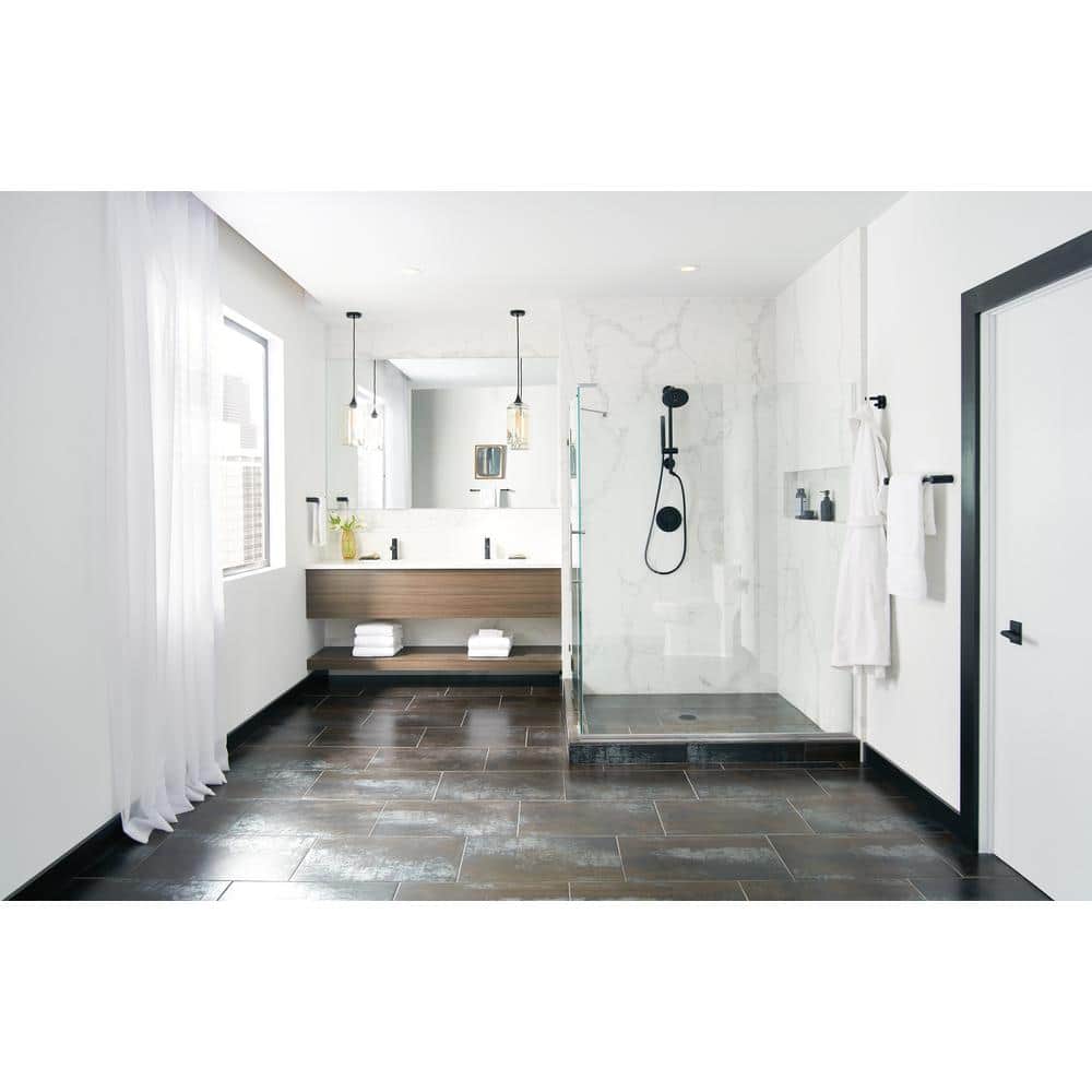 Contemporary Matte Black Wall-Mounted Lever Valve Trim Kit