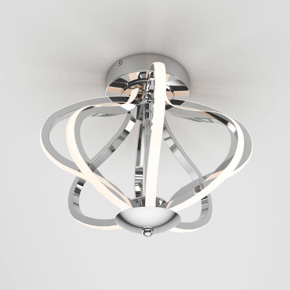 Meridian Chrome Integrated LED Modern Flush Mount Ceiling Light
