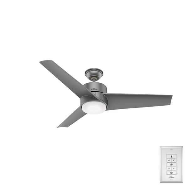 Hunter Havoc 54 in. LED Indoor/Outdoor Matte Silver Ceiling Fan with Light