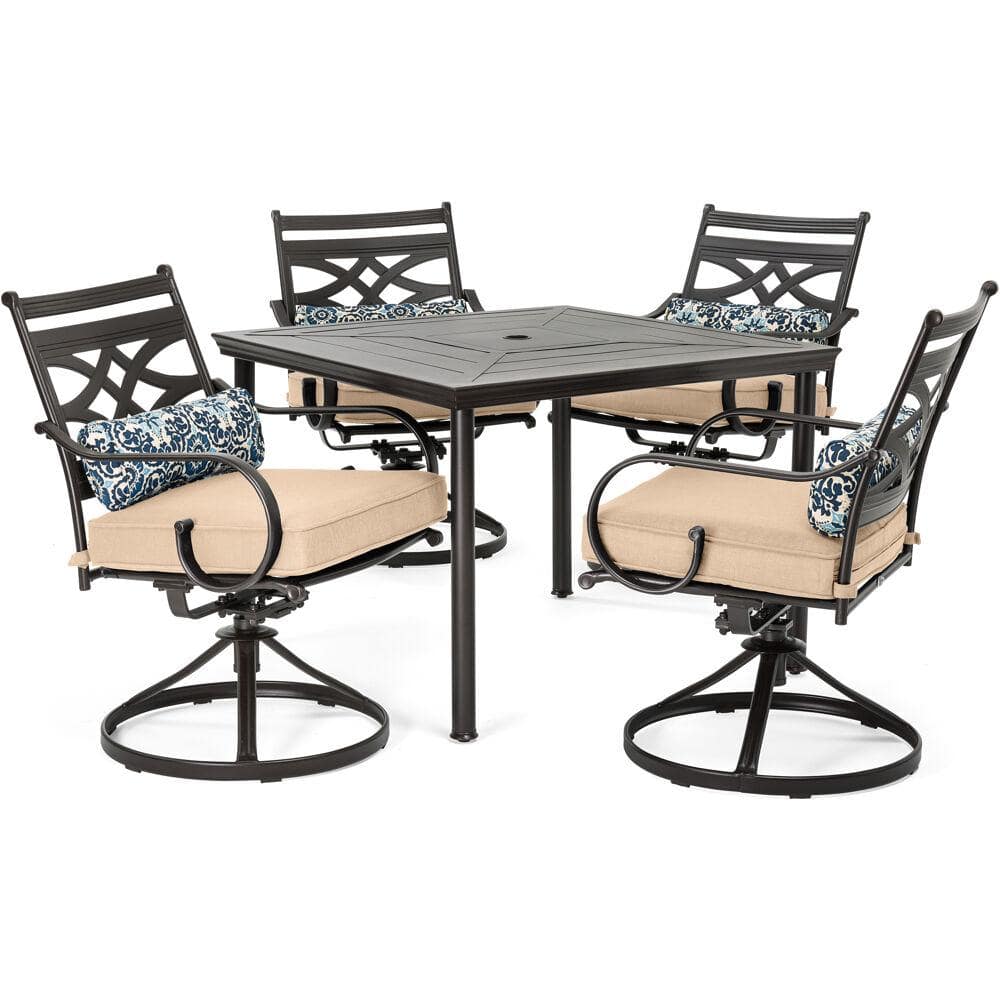Montclair 5-Piece Metal Outdoor Dining Set with Country Cork Cushions, Swivel Rockers and Table price history on PriceWatchPro