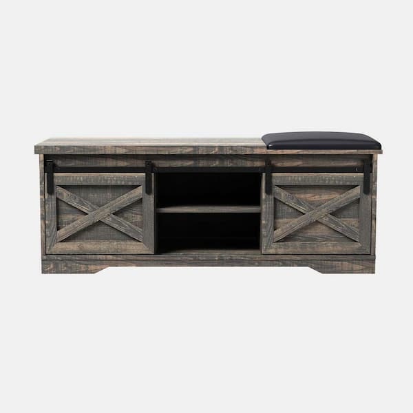 wetiny 17.72 in. H x 15.35 in. W. Old Pine Shoe Storage Bench