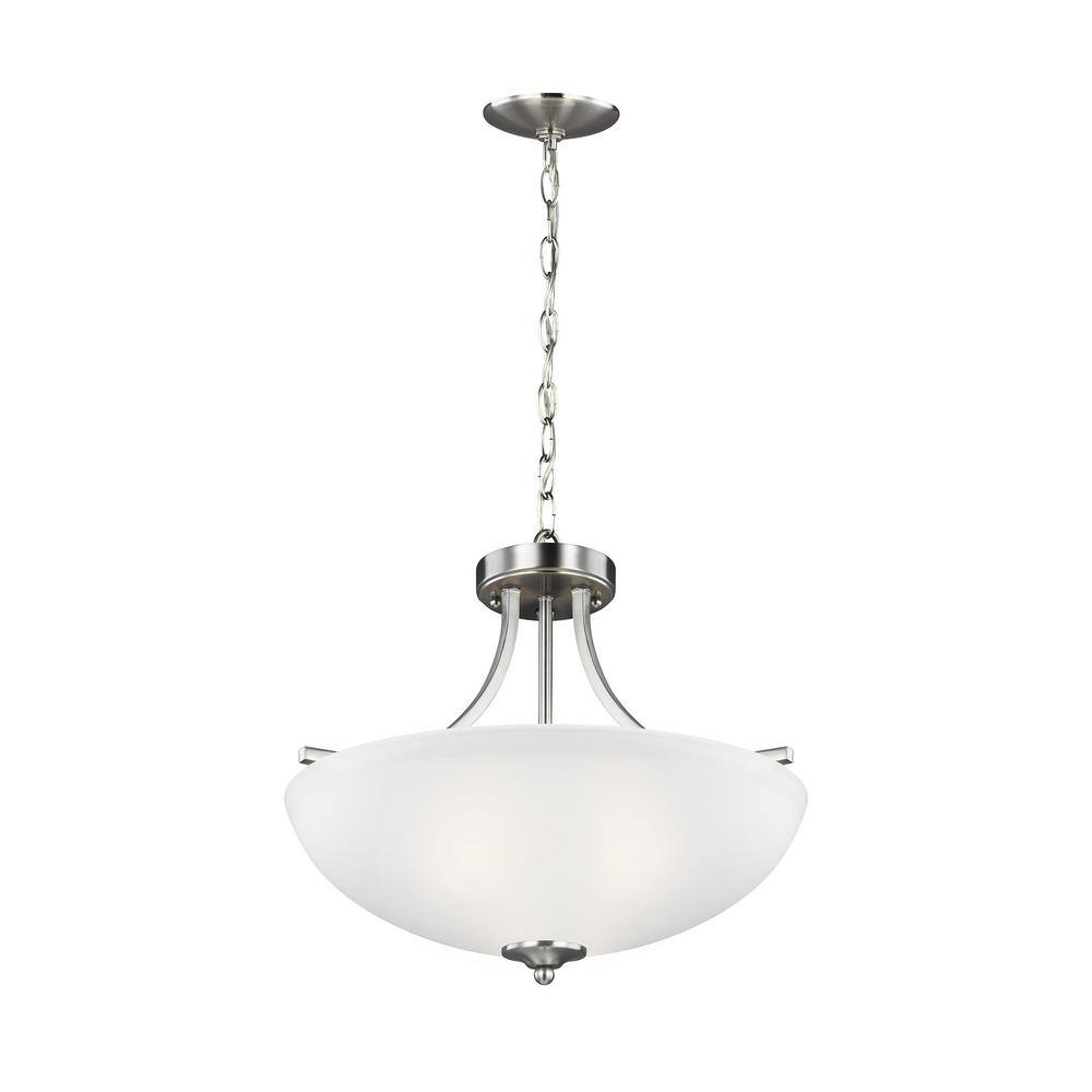 Geary 17.75" Brushed Nickel and Glass Convertible Pendant