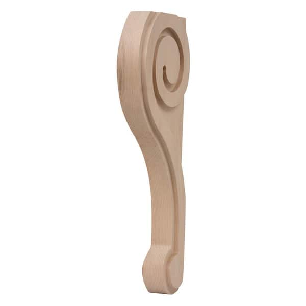 Waddell Scroll Corbel - Large, 15.25 in. x 6.125 in. x 1.75 in. - Machined Unfinished Maple Wood - DIY Home Wall Shelving Decor