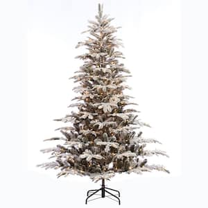 Pre-Lit 6.5 ft. Flocked Aspen Fir Artificial Christmas Tree with 500 Lights, Green