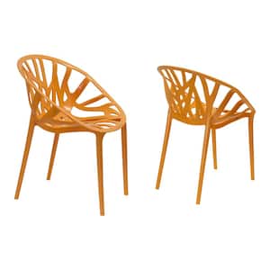 Branch Plastic in Orange Modern Dining Side Chair (Set of 2)