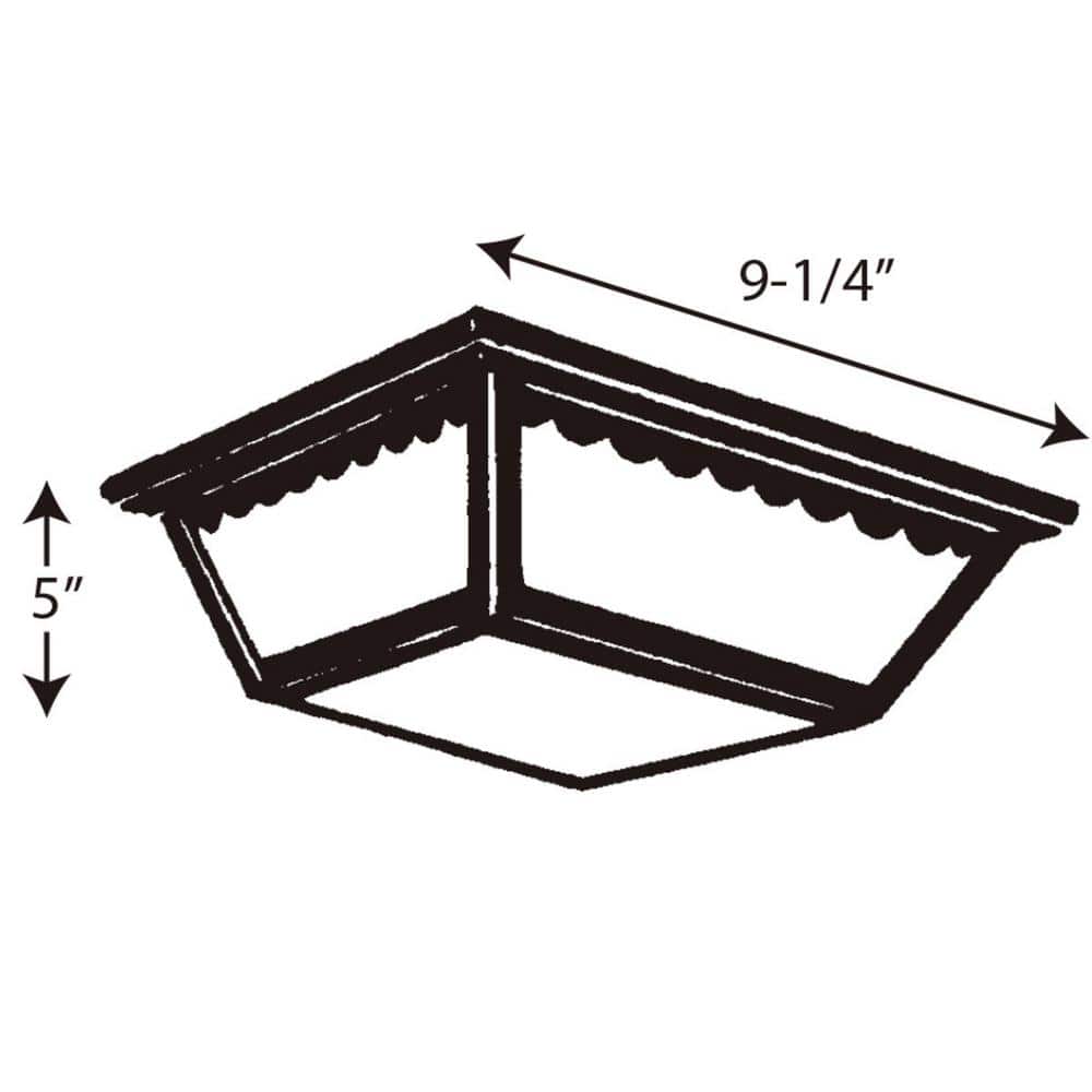 Matte Black and Textured Glass 2-Light Flush Mount