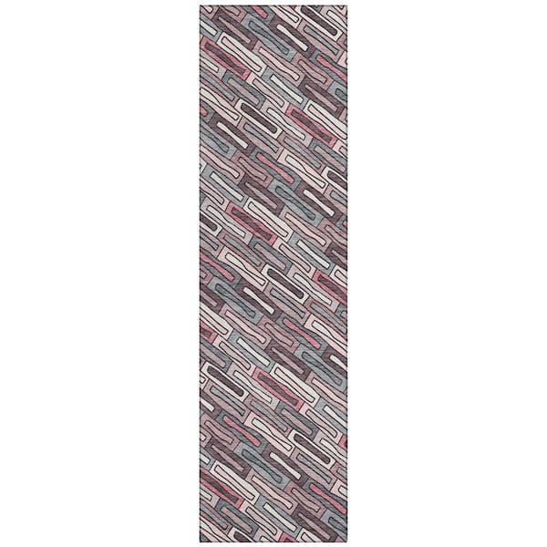 Chantille Machine Washable Indoor/Outdoor Abstract ACN3055 Blush 2 ft. x 7 ft. Runner Rug
