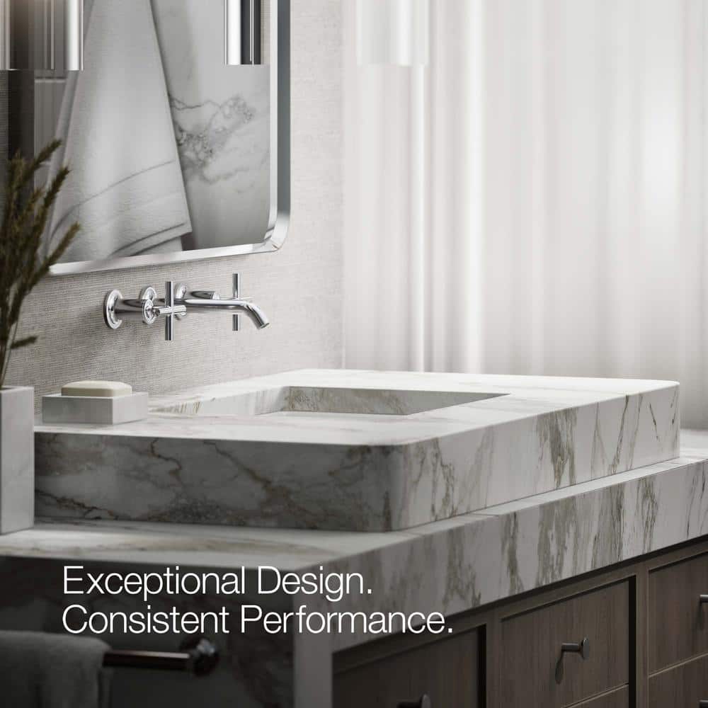 Polished Chrome Wall-Mounted Double Handle Faucet
