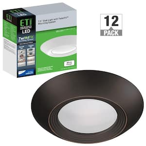 5 in./6 in. Disk Light with Oil Rubbed Bronze Trim Integrated LED Flush Mount Ceiling Light 3000K Soft White (12-Pack)