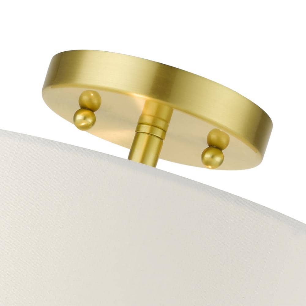 Meridian Satin Brass 2-Light LED Drum Semi-Flush Mount