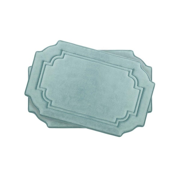 BounceComfort Calypso Aqua 17 in. x 24 in. Memory Foam 2-Piece Bath Mat Set