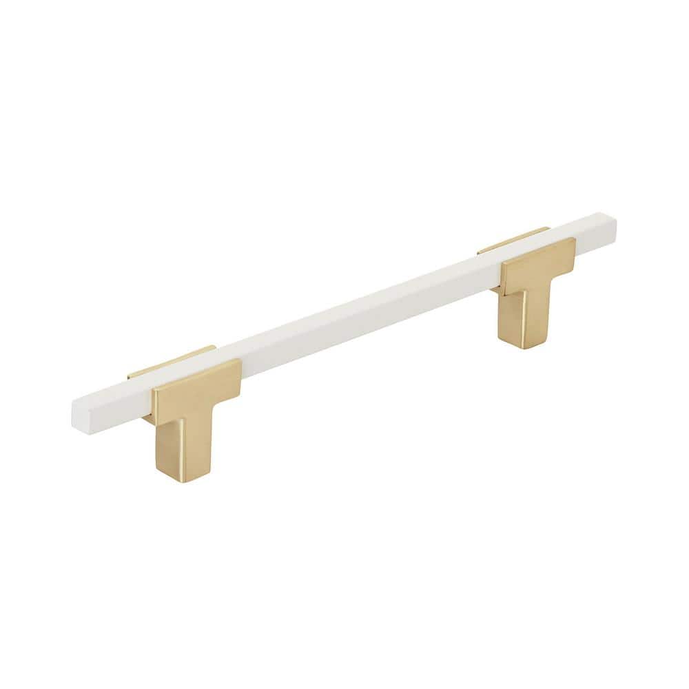 Urbanite 5-1/16 in. (128mm) Modern Brushed Gold/White Bar Cabinet Pull