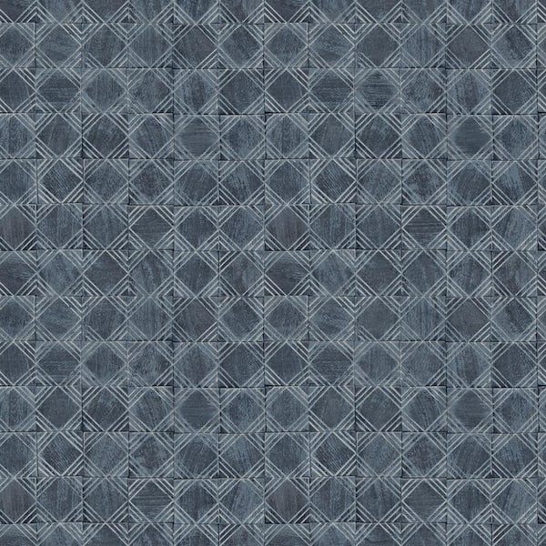 Chesapeake Button Block Geometric Blue Prepasted Non Woven Wallpaper Sample