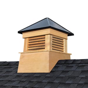 Manchester 60 in. x 60 in. x 80 in. Wood Cupola with Black Aluminum Roof