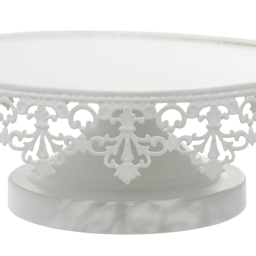 White Metal Pedestal Cake Stand Set of Three