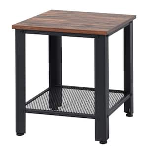 18 in. 2-Tier Black End Table Side Table with Storage Shelf Sofa Table