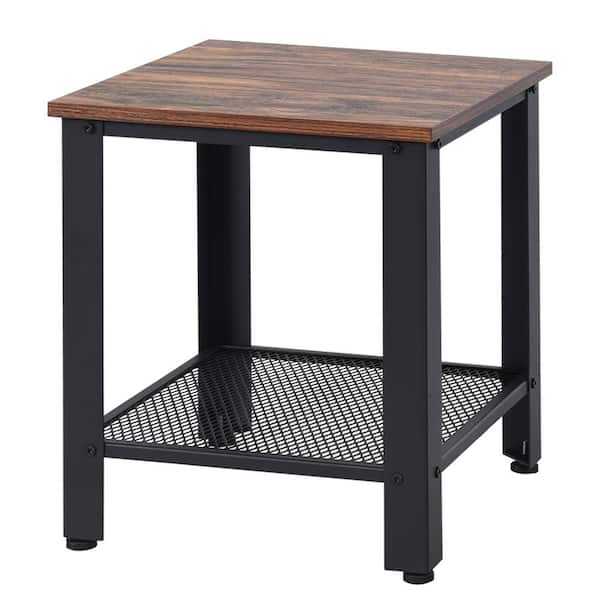 Unbranded 18 in. 2-Tier Black End Table Side Table with Storage Shelf Sofa Table
