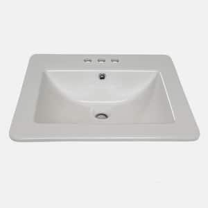 21 in. Overmount Rectangle Porcelain Sink with Overflow Drain in White Vitreous China