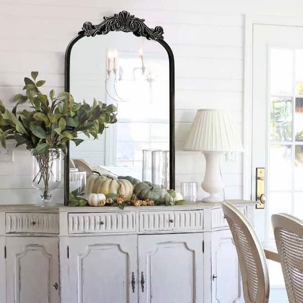 LuxHomez 24 in. W x 35.8 in. H Black Vintage Arched Metal Frame