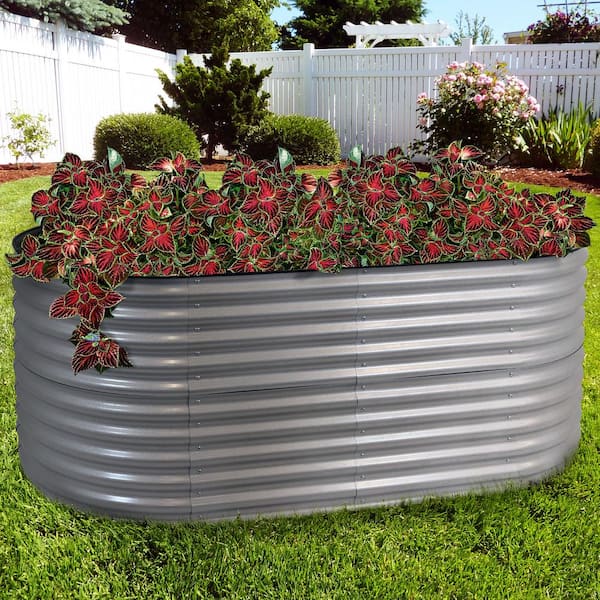Sunnydaze Sunnydaze 79 in. W x 32 in. H Silver Oval Stand-Up Sunnydaze Sunnydaze 79 in. W x 32 in. H Silver Oval Stand-Up