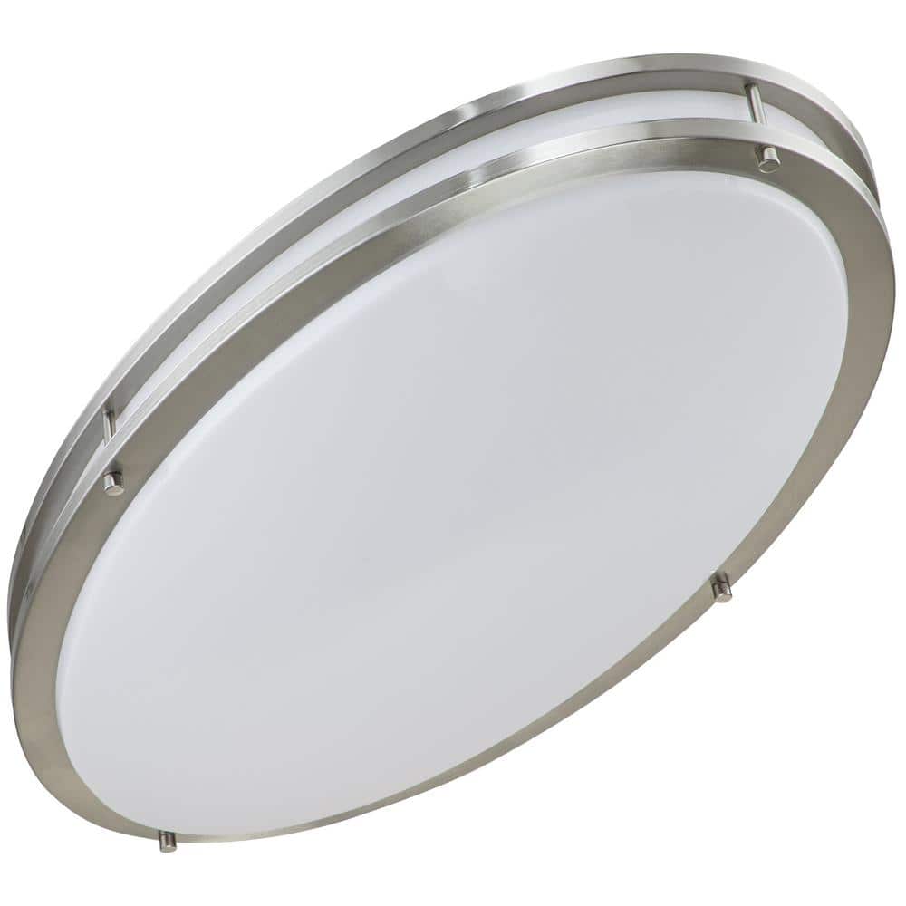 Sleek 32.5" Brushed Nickel LED Oval Flush Mount with Acrylic Shade