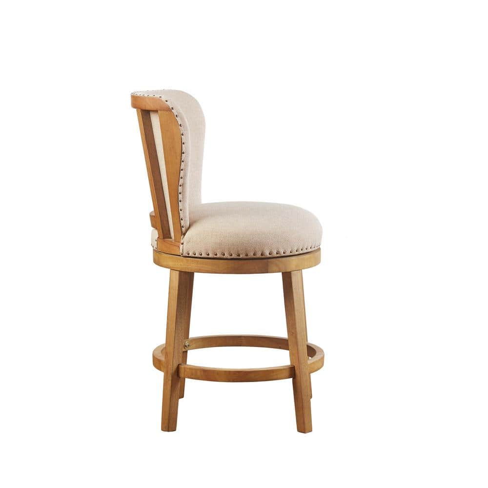 Stewart Light Wood and Cream Swivel Counter Stool