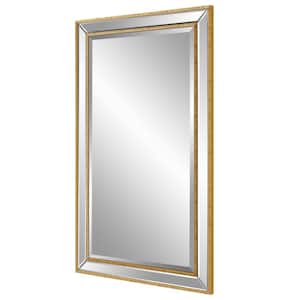 24 in. W x 40 in. H Wooden Frame Gold Wall Mirror