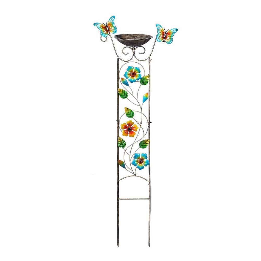 Bird Bath with Trellis Outdoor Iron Plant Trellis with Detachable Bird Bath Bowl Metal Potted Plants Support price history on PriceWatchPro