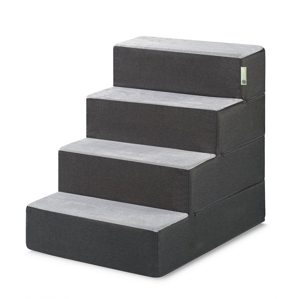 Zinus Dark Grey 24 in. X-Large Foam 4 of Steps Pet Stairs