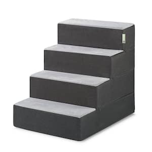 Dark Grey 24 in. X-Large Foam 4 of Steps Pet Stairs