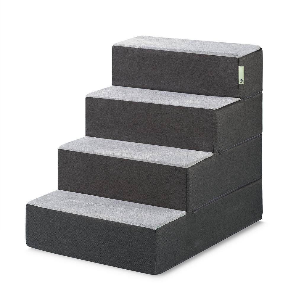 Zinus Dark Grey 24 in. X-Large Foam 4 of Steps Pet Stairs PS-C2824C ...