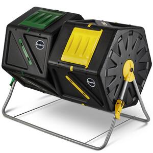 2 x 27.7 Gal./105 L Dual Chamber Tumbling Composter Outdoor Bin w/ Easy-Turn System - Gardening Gloves Included