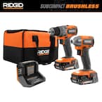 18V SubCompact Brushless Cordless 2- Tool Combo Kit w/ Hammer Drill, Impact Driver, (2) 2.0 Ah Batteries, Charger, & Bag