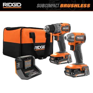 18V SubCompact Brushless Cordless 2- Tool Combo Kit w/ Hammer Drill, Impact Driver, (2) 2.0 Ah Batteries, Charger, & Bag