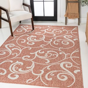 Maribel Traditional Classic All-Over Scroll Salmon/Cream 8 ft. x 10 ft. Indoor/Outdoor Area Rug