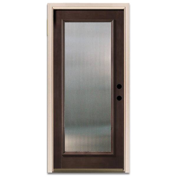 Steves & Sons Reed Full Lite Prefinished Mahogany Wood Prehung Front Door-DISCONTINUED