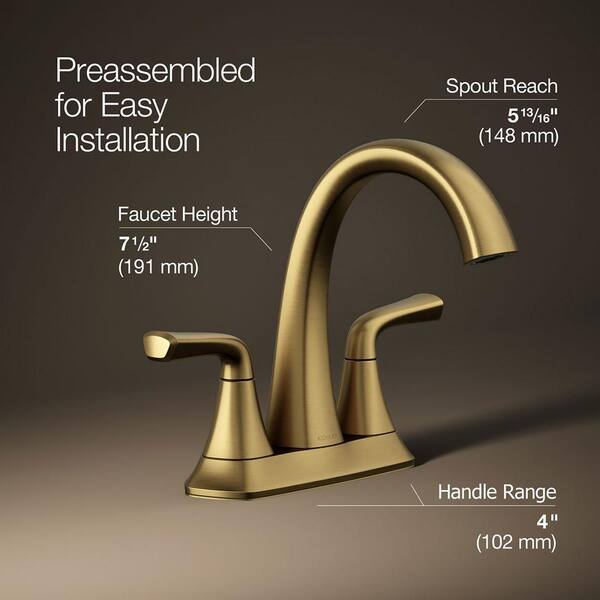 KOHLER Sundae 4 in. Centerset 2-Handles Bathroom Faucet in Vibrant