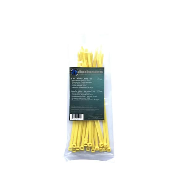 Unbranded 8 in. Yellow Cable Tie (25-Pack)