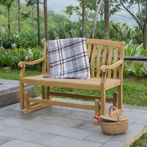 Colton Natural Teak Wood Outdoor Glider Bench